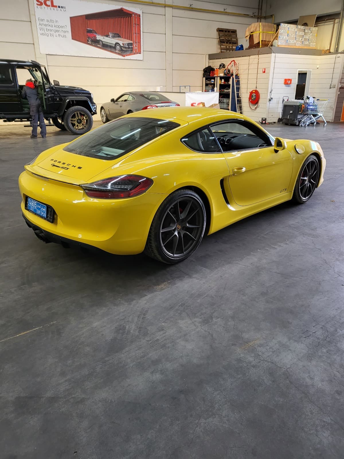 Porsche Cayman GTS in warehouse